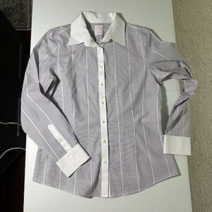 Womens Brooks Brothers Dress Blouse/White & Navy striped-Size 12